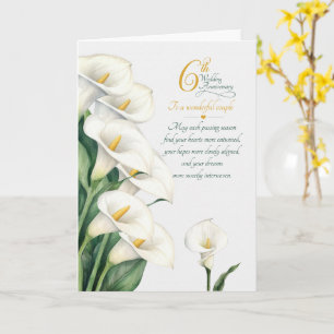 Zesde trouwdag sentimentele Calla lelies Kaart