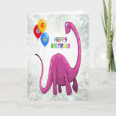 Zesde Verjaardag Dinosaurus en Ballons Kaart (Voorkant)