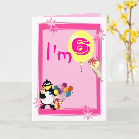 Zesde verjaardag kaart (Gele Bloem)