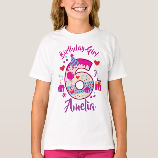Zesde verjaardag Sweet 6th T-shirt (Voorkant)