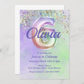 zesde verjaardag, Tie Dye, Six, Glitter Invitation Kaart (Voorkant / Achterkant)