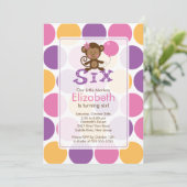 Zesde verjaardag Uitnodiging voor kleine apen op z (Staand voorkant)