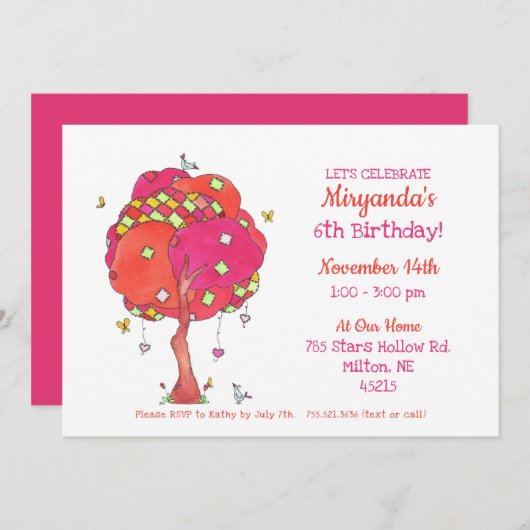 Zesde verjaardag van de gevierde boom kaart (Voorkant / Achterkant)