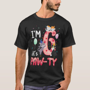 Zesde verjaardag van het meisje Cat Kitten 6 jaar  T-shirt