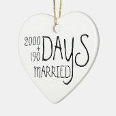 Zesde verjaardag zes jaar gehuwde echtgenote keramisch ornament (Links)