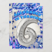 Zesde Verjaardag Zilver en Blauwe Leeftijd 6 Jonge Kaart (Voorkant / Achterkant)