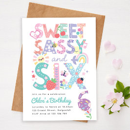 Zesde verjaardagsuitnodiging meisje, Sweet Sassy S Kaart