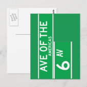 Zesde versie, New York Street Sign. Briefkaart (Voorkant / Achterkant)