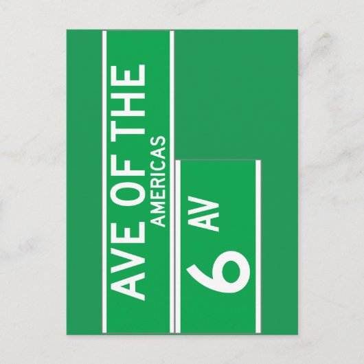 Zesde versie, New York Street Sign. Briefkaart (Voorkant)