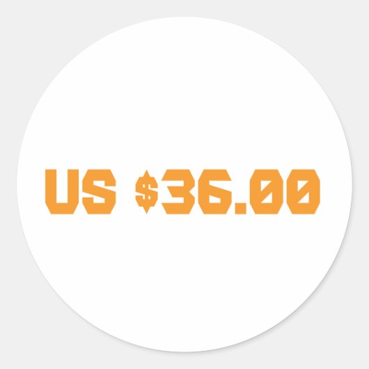Zesendertig dollar ronde sticker (Voorkant)