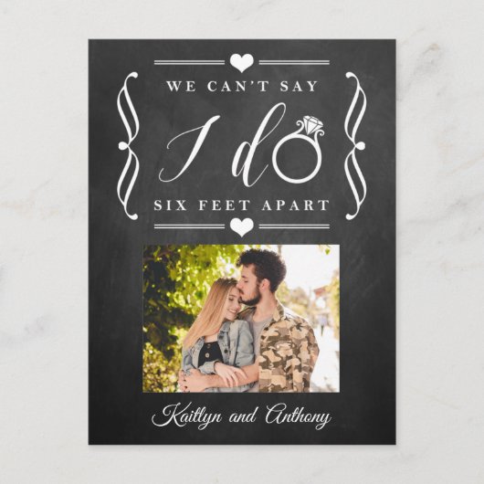 ZesenFeet Apart Wedding Postponement Verandering v Aankondigingskaart (Voorkant)