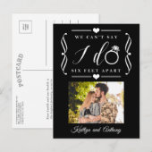 ZesenFeet Apart Wedding Postponement Verandering v Aankondigingskaart (Voorkant / Achterkant)