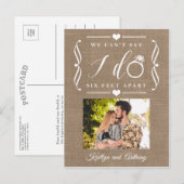 ZesenFeet Apart Wedding Postponement Verandering v Aankondigingskaart (Voorkant / Achterkant)