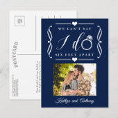 ZesenFeet Apart Wedding Postponement Verandering v Aankondigingskaart (Voorkant / Achterkant)