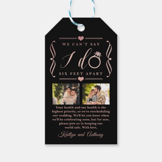 ZesenFeet Apart Wedding Postponement Verandering v Cadeaulabel (Voorkant)