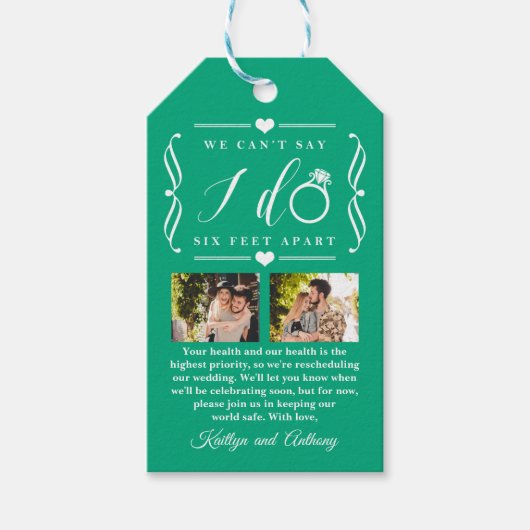 ZesenFeet Apart Wedding Postponement Verandering v Cadeaulabel (Voorkant)