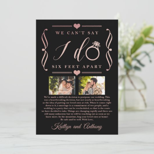 ZesenFeet Apart Wedding Postponement Verandering v Save The Date (Staand voorkant)