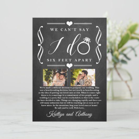 ZesenFeet Apart Wedding Postponement Verandering v Save The Date (Staand voorkant)