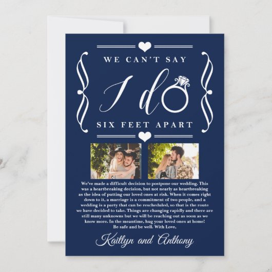 ZesenFeet Apart Wedding Postponement Verandering v Save The Date (Voorkant)
