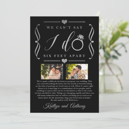 ZesenFeet Apart Wedding Postponement Verandering v Save The Date (Staand voorkant)