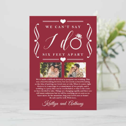 ZesenFeet Apart Wedding Postponement Verandering v Save The Date (Staand voorkant)