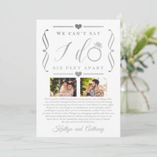 ZesenFeet Apart Wedding Postponement Verandering v Save The Date (Staand voorkant)