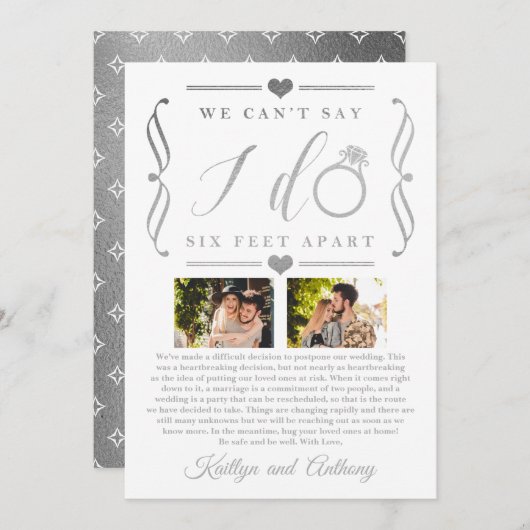 ZesenFeet Apart Wedding Postponement Verandering v Save The Date (Voorkant / Achterkant)