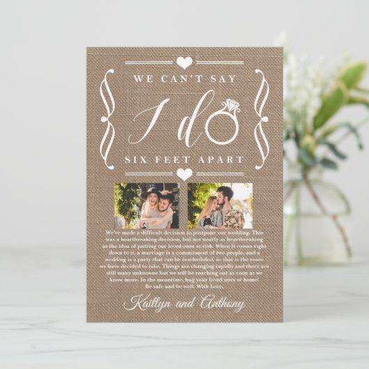 ZesenFeet Apart Wedding Postponement Verandering v Save The Date (Staand voorkant)