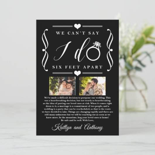 ZesenFeet Apart Wedding Postponement Verandering v Save The Date (Staand voorkant)