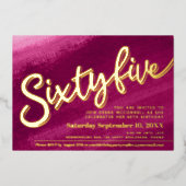 Zesenzestig vijfenzestig 65e verjaardag gouden rod folie uitnodiging (Voorkant)