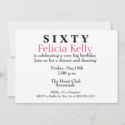 Zesenzestigheid uitnodiging (Voorkant)