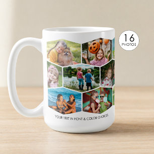 Zeshoek 16 Foto Collage Patroon Wrap Persoonlijk Koffiemok