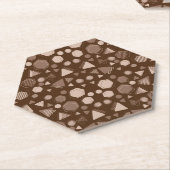 Zeshoek & Driehoek Roze & Bruin op Bruin Patroon Kartonnen Onderzetters (Schuin)