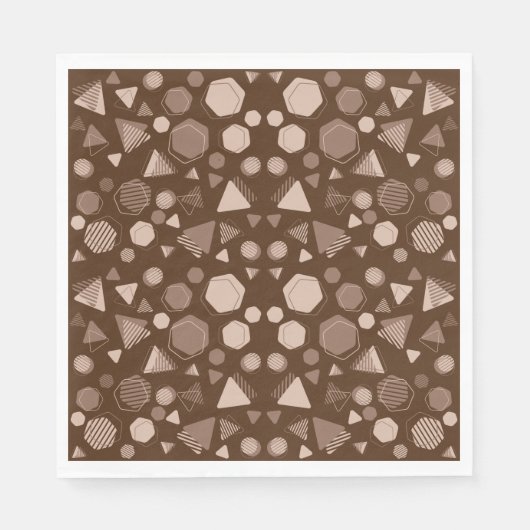 Zeshoek & Driehoek Roze & Bruin op Bruin Patroon Servet (Voorkant)