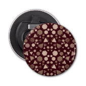 Zeshoek & Driehoek Roze & Bruin op Maroon Patroon Button Flesopener (Voorkant)