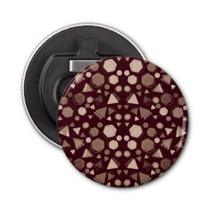 Zeshoek & Driehoek Roze & Bruin op Maroon Patroon Button Flesopener