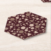 Zeshoek & Driehoek Roze & Bruin op Maroon Patroon Kartonnen Onderzetters (Schuin)