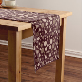 Zeshoek & Driehoek Roze & Bruin op Maroon Patroon Medium Tafelloper