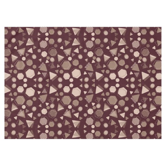 Zeshoek & Driehoek Roze & Bruin op Maroon Patroon Tafelkleed (Voorkant (Horizontaal))