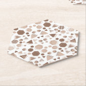 Zeshoek & Driehoek Roze & Bruin op Wit Patroon Kartonnen Onderzetters (Schuin)