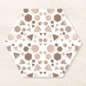 Zeshoek & Driehoek Roze & Bruin op Wit Patroon Kartonnen Onderzetters (Voorkant)