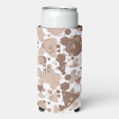 Zeshoek & Driehoek Roze & Bruin op Wit Patroon Seltzer Blikjeskoeler (Seltzer Voorkant)