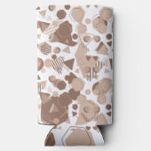 Zeshoek & Driehoek Roze & Bruin op Wit Patroon Seltzer Blikjeskoeler (Achterkant)