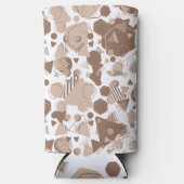 Zeshoek & Driehoek Roze & Bruin op Wit Patroon Seltzer Blikjeskoeler (Voorkant)