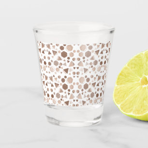 Zeshoek & Driehoek Roze & Bruin op Wit Patroon Shot Glas