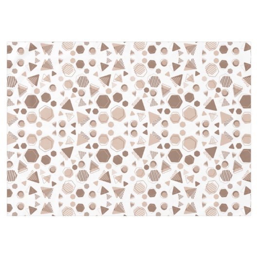 Zeshoek & Driehoek Roze & Bruin op Wit Patroon Tafelkleed (Voorkant (Horizontaal))