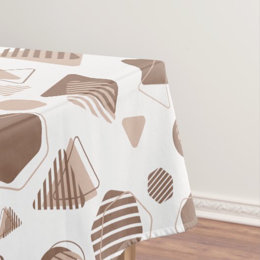 Zeshoek & Driehoek Roze & Bruin op Wit Patroon Tafelkleed (Voorbeeld)