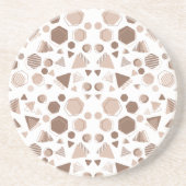 Zeshoek & Driehoek Roze & Bruin op Wit Patroon Zandsteen Onderzetter (Voorkant)