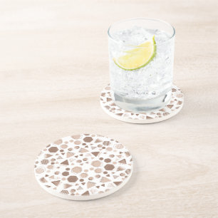 Zeshoek & Driehoek Roze & Bruin op Wit Patroon Zandsteen Onderzetter