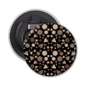 Zeshoek & Driehoek Roze & Bruin op Zwart Patroon Button Flesopener (Voorkant)